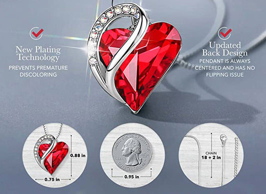 Bavne Women’s Silver Plated Infinity Love Heart Pendant Necklace with Birthstone Crystals, Jewelry Gifts for Your Lover, 18 + 2 inch Chain