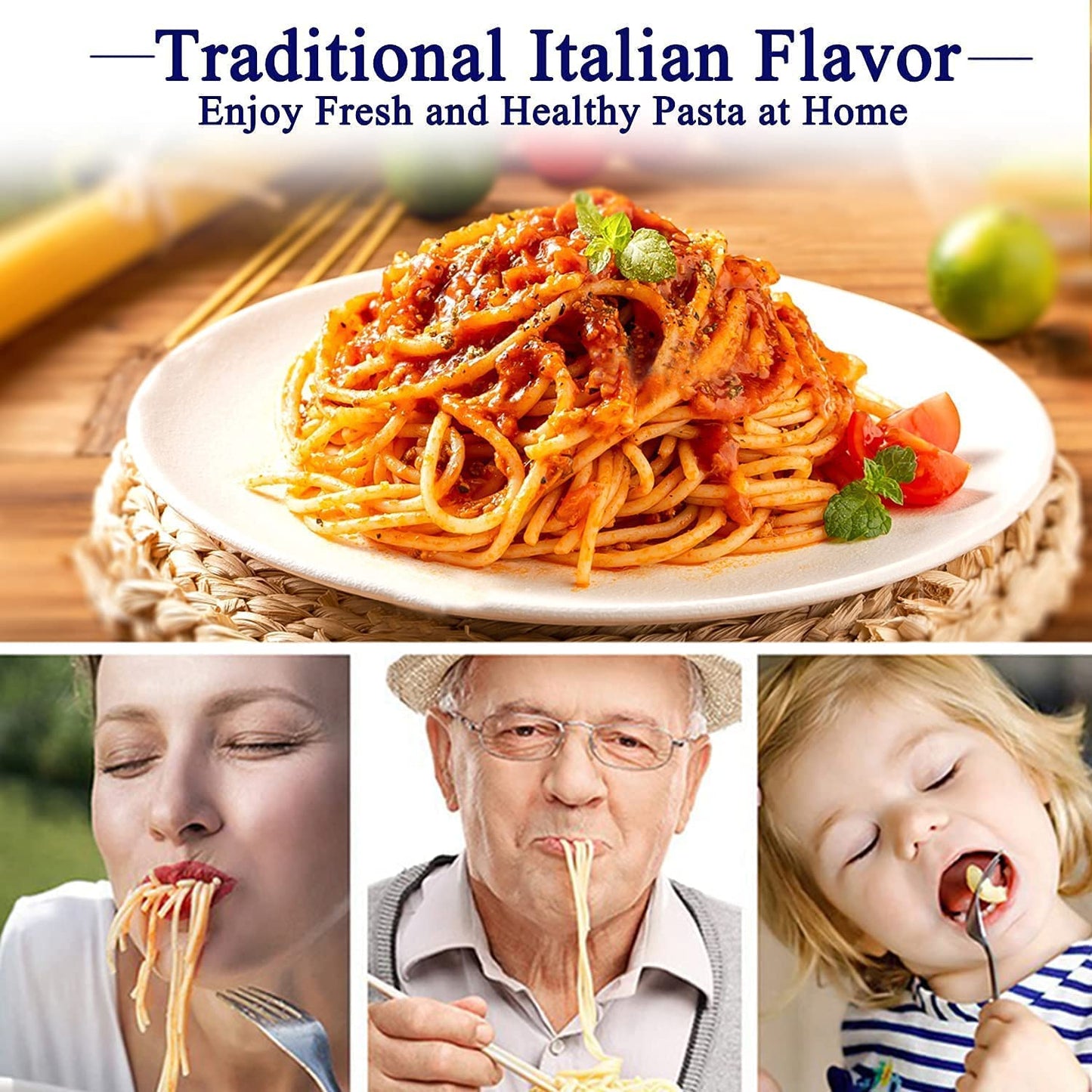 Bavne Pasta Maker Machine, 7 Thickness Settings Dough Roller Stainless Steel Pasta Maker with 2 Blades Noodle Cutter, Manual Rolling Noodles Maker Crank 2 Widths Cutter for Spaghetti Fettuccine Lasagna